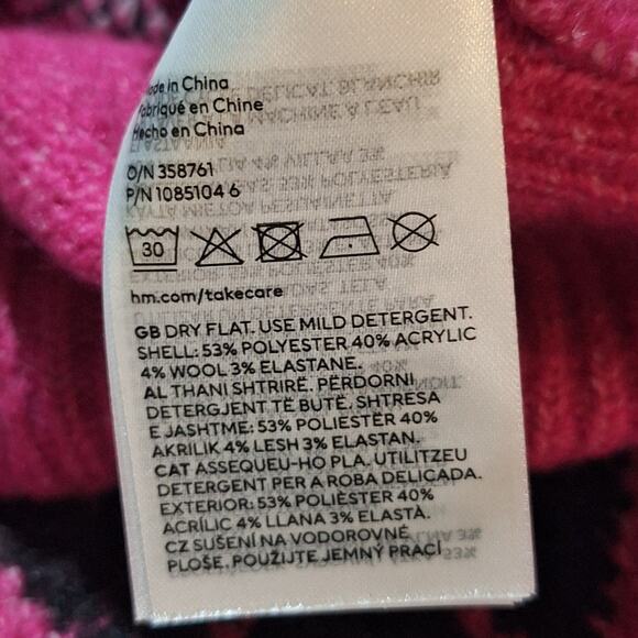 Divided H&M Cardigan Women's Size XXL Argyle V-Neck Cropped Maximalist Academia - Picture 6 of 6